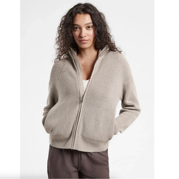 Athleta (Fall 2021) Escapade Mock Neck Bomber Sweater Jacket Medium - Picture 1 of 11